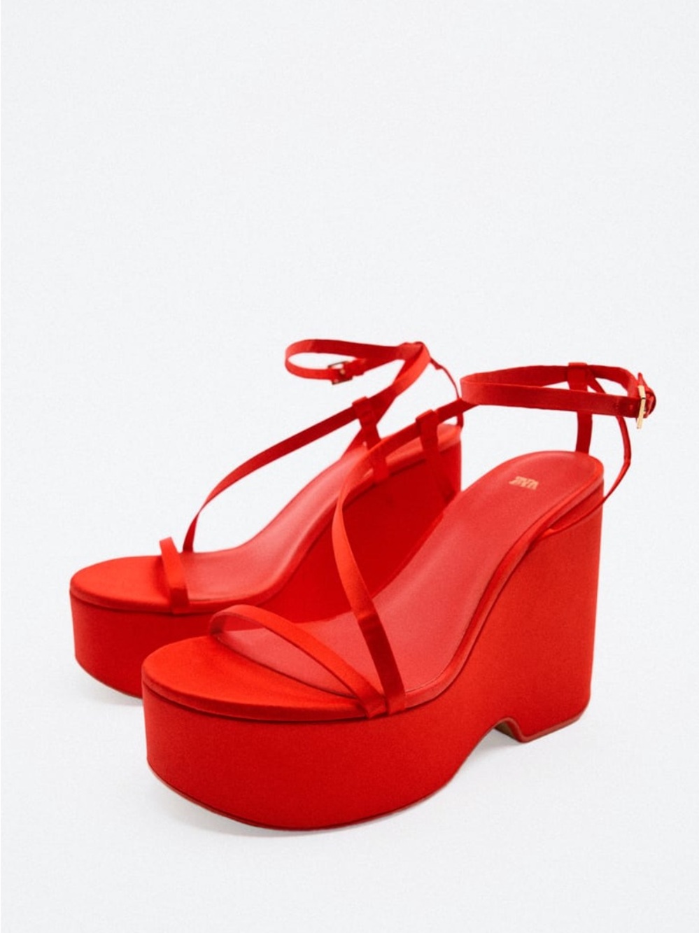 Zara Red Platform Wedge Sandals